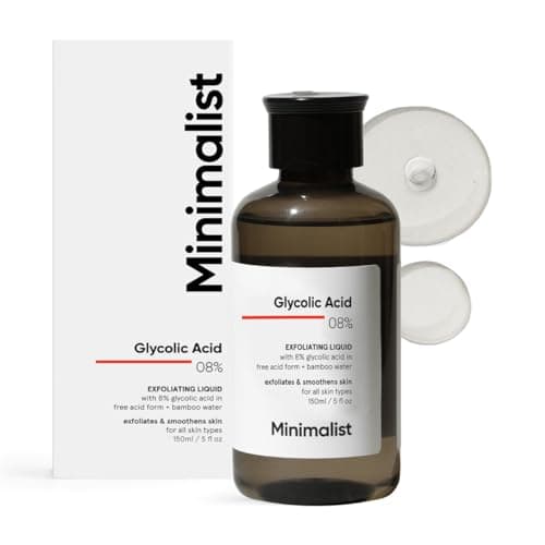 Image of Minimalist 8% Glycolic Acid Toner for Glowing Skin | Multi-Functional Exfoliating Toner with Bamboo Water for Body, Face, Underarms & Scalp | For Women & Men | 5 Fl Oz / 150 ml