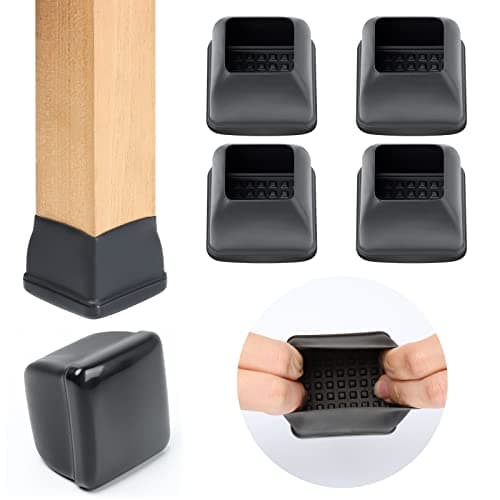Image of Ezprotekt 2 inch Square-black Furniture Cups Chair Leg Caps, Chair Leg Covers Smooth Moving Chair Feet Protectors