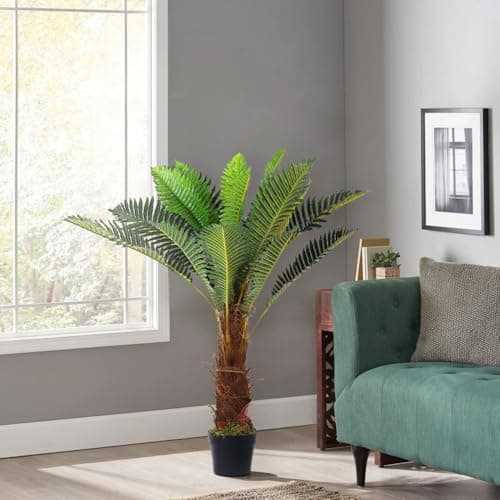 Image of Warmiehomy Artificial Palm Tree in Pot 90cm/3ft Tall Fake Phoenix Fern Tree Faux Decorative Plant for Indoor Outdoor Home House Office Garden Bedroom Decoration, 1 Pack