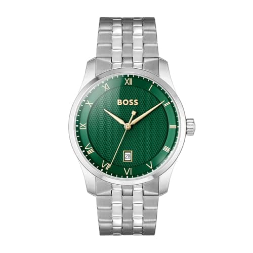 Image of BOSS Three Hand Quartz Movement Watch for Men Principle Collection with Silver Stainless Steel Bracelet - 1514124