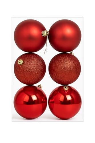 Image of Christmas Baubles Christmas Tree Decorations Shatterproof Hanging Balls Sets Ornament Balls With Hooks For Xmas Tree Holidays Home Xmas Party Decoration Home Décor Red 4cm (6 Pcs)