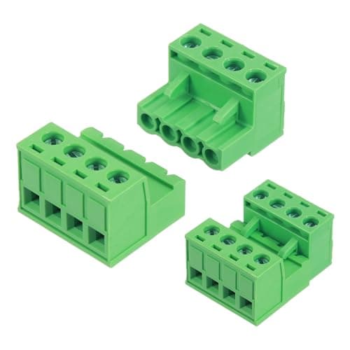 Image of sourcing map 8 Set 4 Pin 5mm 0.2 Inch Pitch PCB Mount Screw Terminal Block Connector Male Female, Green