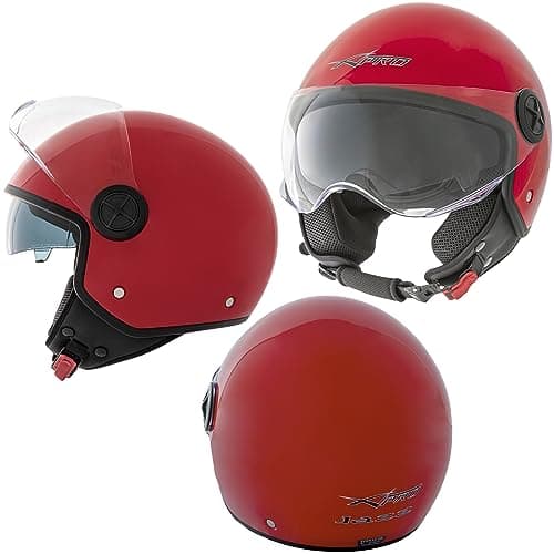 Image of Jet Helmet Motorcycle Open Sun Scooter Scratchproof Visor ECE 22-06 Red M