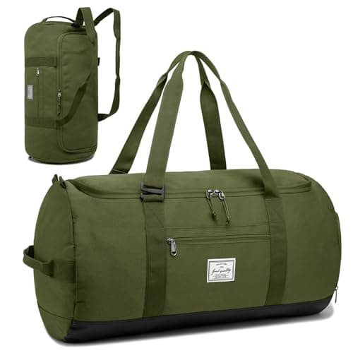 Image of Lyweem Travel Duffel Bag for Men, 60L Large Sports Duffle Bag Backpack for Women Weekender Overnight Holdall Bags with Shoes Compartment Multifunctional Gym Bags, Green