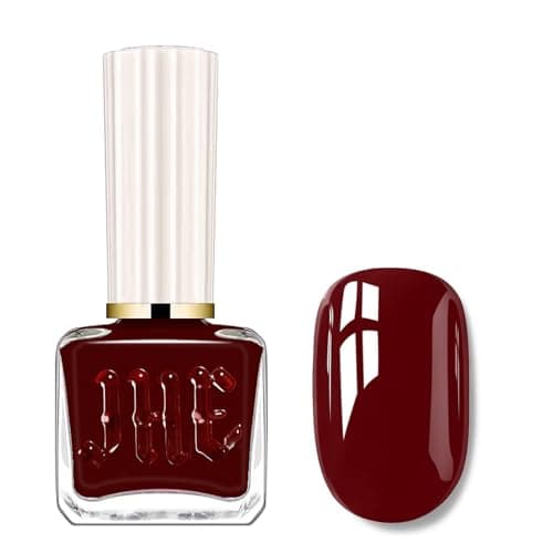 Image of Wine Red Nail Polish, Quick Drying Burgundy Nail Varnish, High Glossy Christmas Cherry Red Nail Paint Gel, Air Dry Long Lasting for Women DIY Nail Art Manicure at Home - No Need UV/LED Lamp
