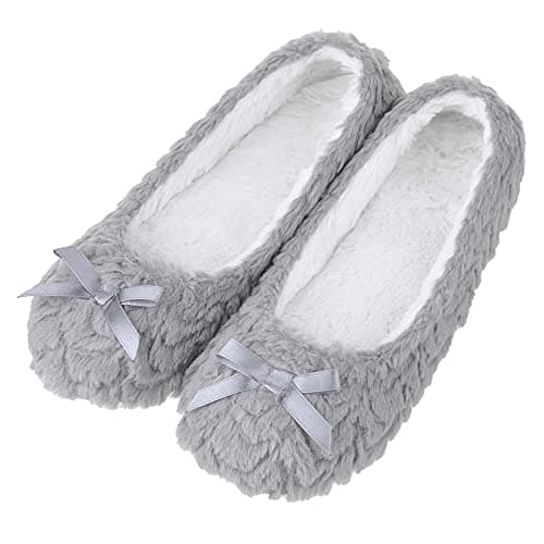 Image of MIXIN Womens Slip-on Slippers for Women Fluffy Ballerina Slippers Grey Size UK7