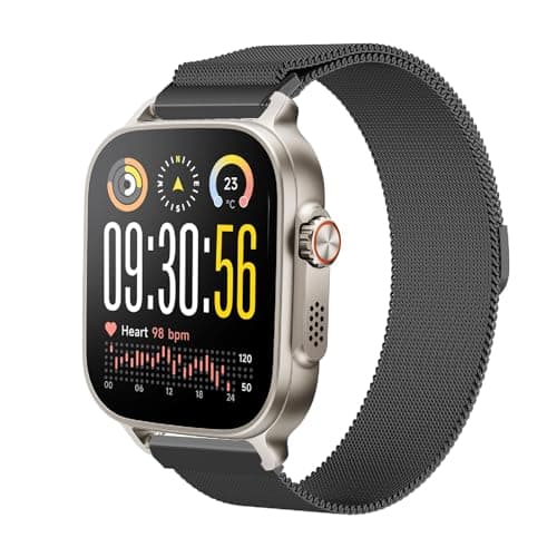 Image of GIOPUEY Magnetic Strap Compatible with Realme Watch 5, Braided Stainless Steel Strap Replacement [Wear-resistant] - black