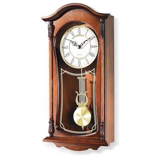 Image of AYRELY® 56cm Vintage Grandfather Clock with Pendulum and Chimes, Hourly/Quarter-Hour Chimes, Mahogany Wood Frame, Large Classic Wall Clock for Living Room, Home Décor Gift