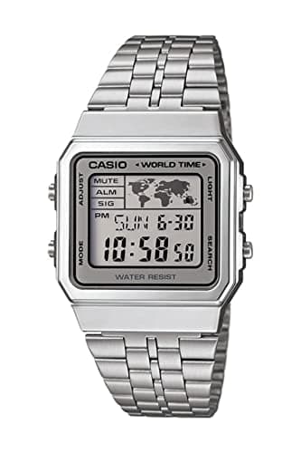 Image of Casio - A500WA-7D - Vintage - Unisex Watch - Digital Quartz - LCD Dial - Grey Steel Strap, LCD/Grey, Bracelet