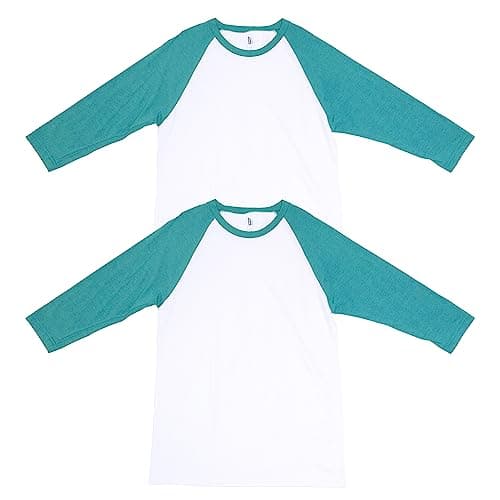 Image of American Apparel Adult CVC Raglan Style G2003CVC T-Shirt (2-Pack), White/Heather Arctic (2-Pack), M