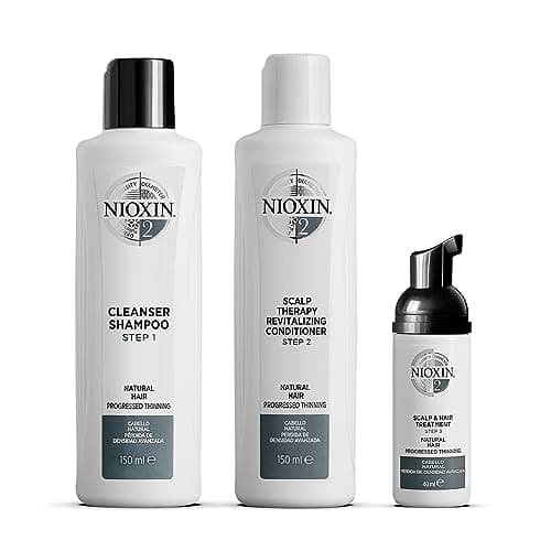 Image of Nioxin Kit System 2 – Das innovative 3-Stufen System Shampoo für naturbelassenes, sichtbar dünner werdendes Haar, Shampoo & Conditioner für Sie und Ihn, Revitalisierend Haare und Kopfhaut, 340ml