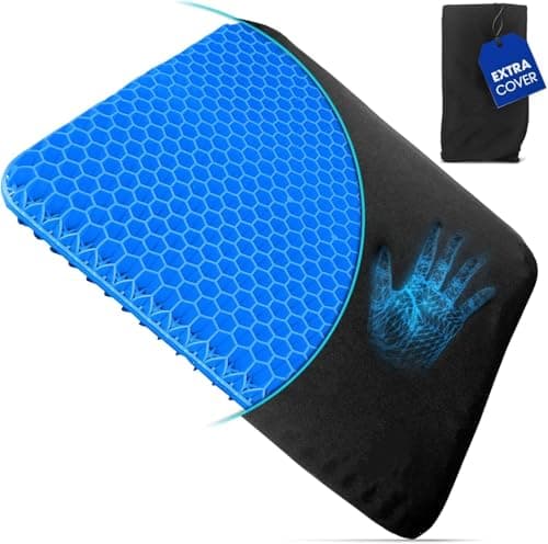 Image of LATERN Gel Seat Cushion, 42CM x 36CM Honeycomb Double Thick Gel Cushion Ergonomic Cool Seat Cushion with Cloth Cover for Home Office Chair Car Seat Wheelchair Relief Tailbone & Sciatica Pain