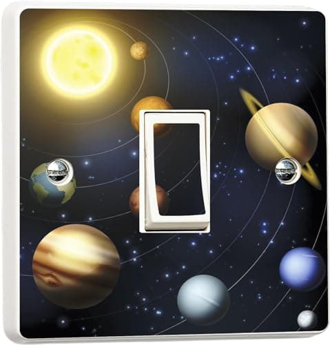 Image of Wall Art Desire Switch Stickers Space Planets Solar System Light Sticker Vinyl Skin Wall Decal