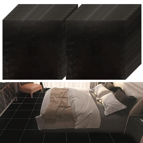 Image of YAYODS 40 Pack Black Self Adhesive Floor Tile Vinyl Flooring, 30x30cm Flooring Stickers, Waterproof Peel and Stick Floor Tile for Kitchen Bathroom Living Room Anti Slip
