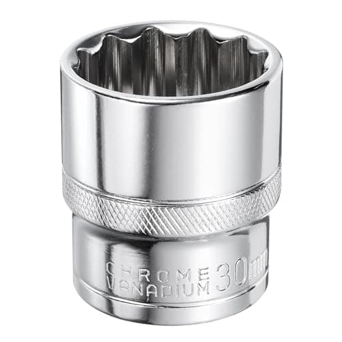 Image of sourcing map 12-Point Socket 1/2" Drive 30mm Deep 45# Steel Metric Shallow Drive Sockets Polishing Chromed Square Sockets Mechanic Hand Tool for Car Repair Mechanical Maintenance Home Use