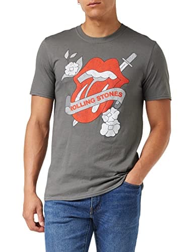 Image of The Rolling Stone Men's Vintage Tattoo Short Sleeve T-Shirt, Grey (Charcoal), X-Large