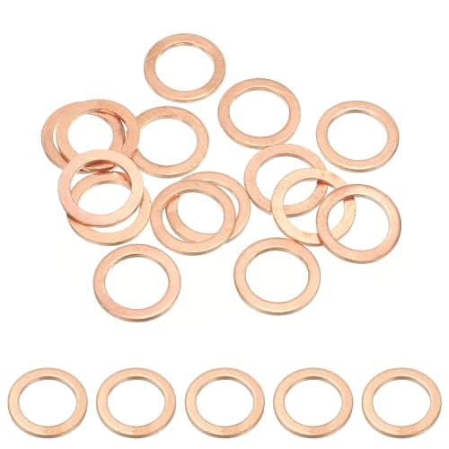 Image of PATIKIL M14 Copper Washer Sealing Ring, 15 Pieces 14mm ID 20mm OD 1.5mm Thickness Metric Flat Sealing Gasket Crush Washer for Screws Bolt Sump Plugs Oil Drain