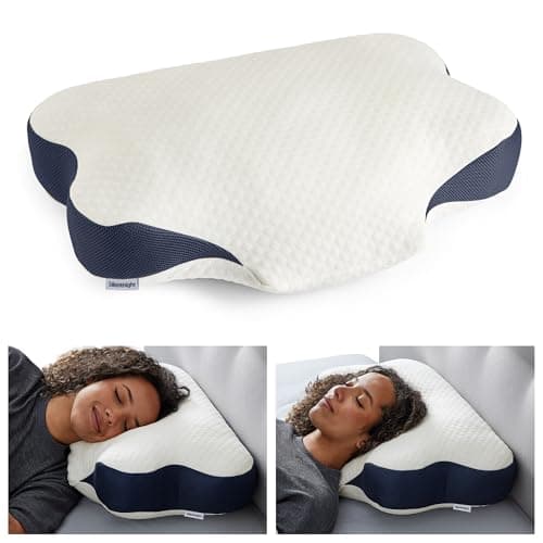 Image of Silentnight Sleep Therapy Neck Pillow - Orthopaedic Support Pillow for Shoulder and Neck Pain Relief for Back Front Side Sleepers with Memory Foam Base, Air Mesh Sides and Adjustable Fill