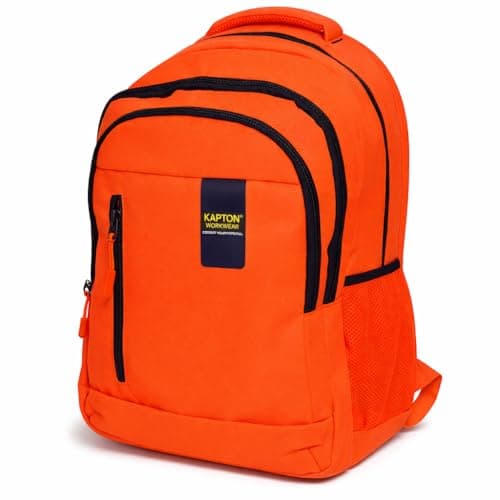 Image of HuntaDeal Hi Vis Backpack Adjustable Rucksack Bag | High Visibility Safety Reflective Work Cycle Hiking Walking Heavy Duty 25L Capacity, Orange