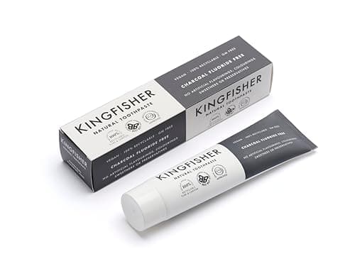 Image of Kingfisher Natural Toothpaste Charcoal Mint Fluoride-Free | Vegetarian & Vegan | Oral Health Foundation Approved | Gluten-Free & GM-Free | Ethical Consumer Best Buy | 1x100ml Tube