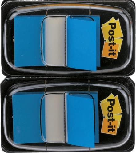 Image of Post-it Index Flags, Medium, Blue, 2 Dispensers 25.4 mm x 43.2 mm, 100 Flags - to Mark, Highlight or Color Code Important Information