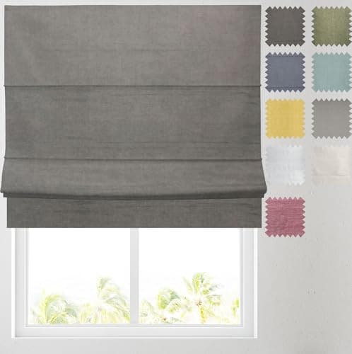 Image of Barnes Blinds - Linen Look Blackout Lined Roman Blind - choice of standard or deluxe headrail - Choice of Deluxe or Standard Headrail - Durable Fittings Easy Fit (Charcoal 2ft (61cm))