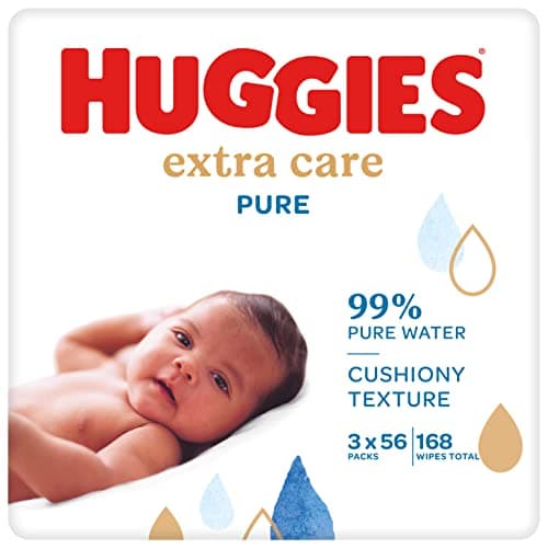 Image of Huggies Pure Extra Care, Baby Wipes - 3 Packs (168 Wipes Total) - 99 Percent Pure Water Wet Wipes - Fragrance Free to Clean and Protect Sensitive Skin