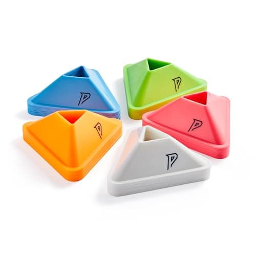 Image of Phoenix Fitness Agility Training Cones – 30 Pack Football Cones & Marker Cones – Multi-Coloured Mini Triangle Cones for Speed Training, Footwork, Fitness, PE & Coaching