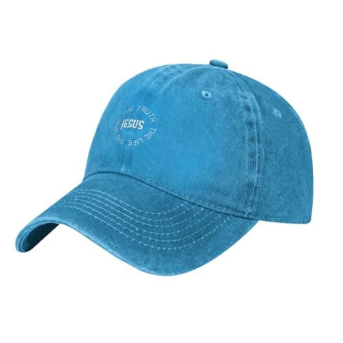 Image of Jesus_The_Way The Truth The Life Vintage Women Men Sports Hats Lightweight Peak Caps with Built-in Sweatband Denim Cap for Running Golf Hiking