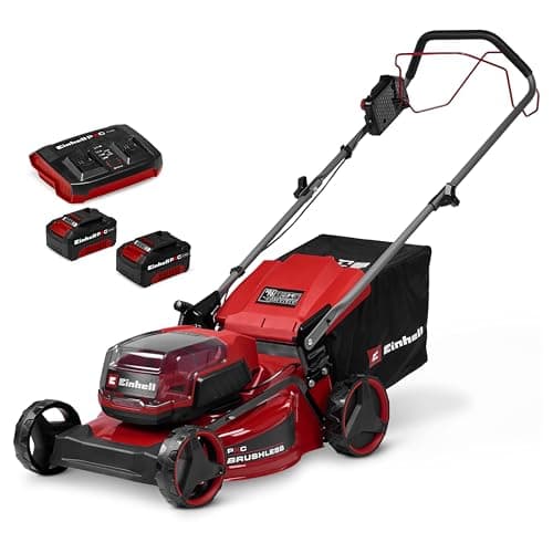 Image of Einhell Cordless Lawn Mower with 2 X Batteries and Charger 36V Power X-Change, 46cm Cutting Width, up to 500m², Brushless, Wheel Drive, 50L Grass Collector GC-CM 36/46 S Li BL Kit