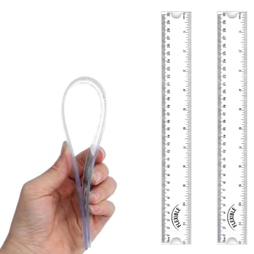Image of 2 Pcs Flexible Ruler, 30cm Clear Plastic Soft Bendable Rulers with Cm & Inch, for Kids Adults School Classroom Office Supplies Measuring Tools​