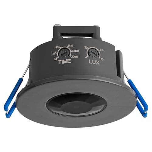 Image of SEBSON Motion Sensor Indoor - Ceiling Flush Mounted, Programmable PIR Sensor, Range 8m/360° - Motion Detector for LED Lights, 3-Wire, 75x75x45mm