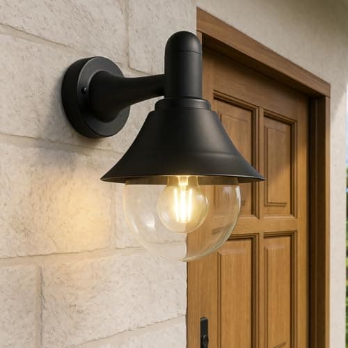Image of CGC Lighting Coach Lantern Outdoor Outside Wall Light Garden Porch Patio Garden Traditional Conservatory Door Shed Vintage Retro (Black Large)