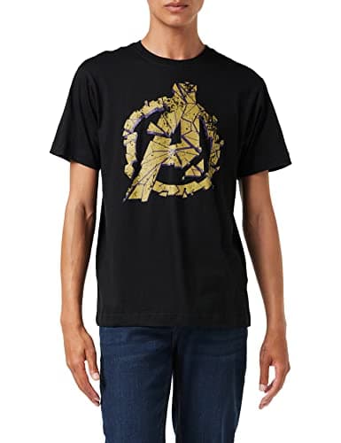 Image of Marvel Men's Avengers Cracked T Shirt, Black (Black Blk), S UK