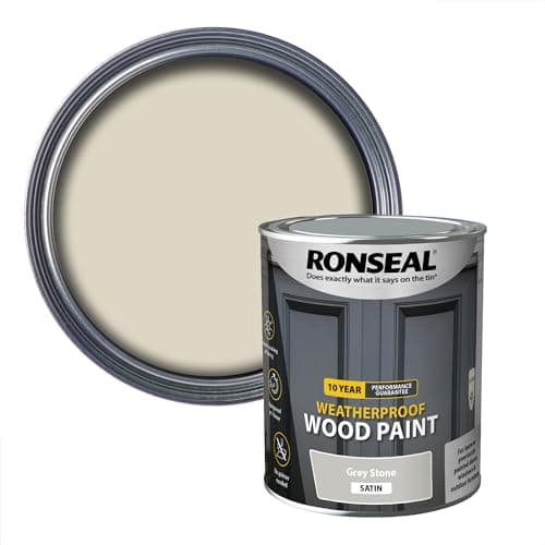 Image of RONSEAL 10 Year Weatherproof 2 in 1 Wood Paint Grey Stone Satin 750ml