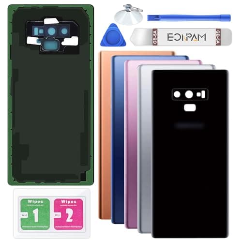 Image of Eonpam Back Cover Glass for Samsung Galaxy Note 9 N960 Rear Glass Replacement with Camera Lens + Repair Kit Genuine Rear Housing (Black)