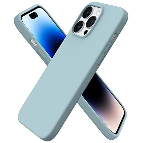 Image of ORNARTO Compatible with iPhone 14 Pro Max Case 6.7", Slim Liquid Silicone 3 Layers Full Covered Soft Gel Rubber Case Cover-Succulent Mint Green