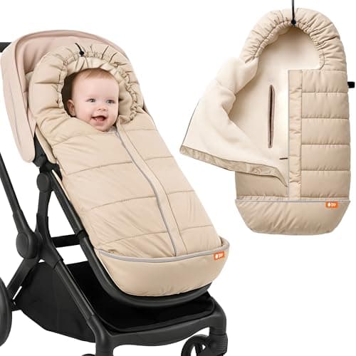Image of Baby Uma Pram Footmuff for Pushchair Universal - Oeko-TEX® Standard 100, Fleece-Lined & Wateproof Pram Liner with Drawstring Hood, Universal Footmuff for Stroller, Fits 3 & 5-Point Harnesses