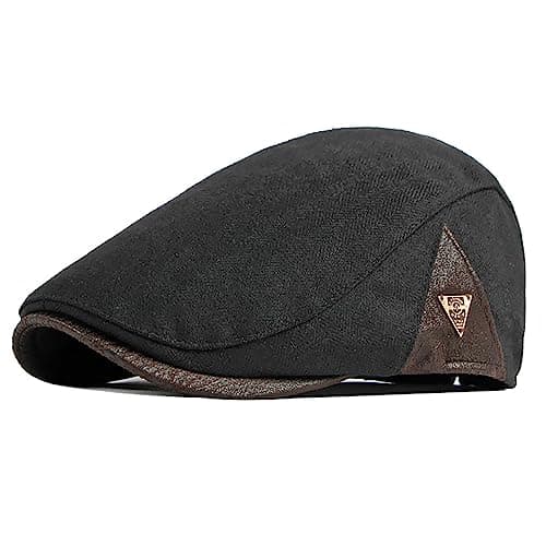 Image of Bigoco Flat Caps for Men UK Newsboy Hat Cotton Irish Beret Hat Ivy Cap Flat Gatsby Vintage Cabbie Duckbill Cap Adjustable