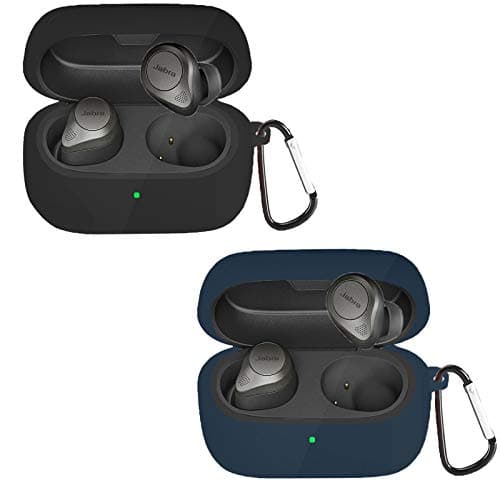 Image of Compatible for Jabra Elite 85t Case, onetuo Silicone Case Cover Easy Carrying Protective Case Cover Compatible with Jabra Elite 85t Earbuds (2 pack-Black+Blue)