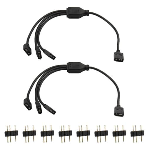 Image of ARGB Splitter Cable 5V 3Pin Addressable RGB 1 to 3 Splitter ARGB Extension Cable with Male Pins for Computer Chassis CPU Cooler and 5V ARGB Fan and Other More for Asus Msi Gigabyte (Black)