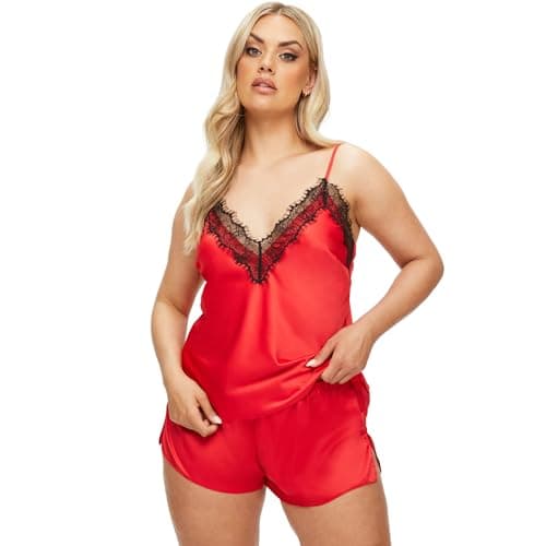Image of Ann Summers Cerise Cami Satin Set Red XXL
