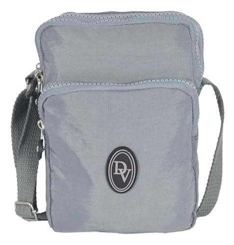 Image of DV Small Crossbody Bag for Women & Girls – Mini Lightweight Shoulder Travel Bag with Zip Pockets & Adjustable Strap, Phone Bag, Multiple Patterns (Grey)