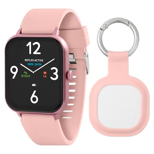 Image of Reflex Active Women's Series 17 1.83" IP67 Waterproof Pink Fitness Calling Smart Watch & ActiveTag Item Finder Gift Set