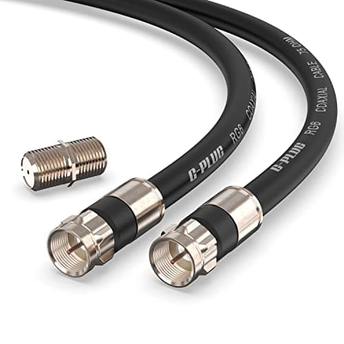 Image of G-PLUG RG6 Coaxial TV Aerial Cable 1m with F-Type Connectors, 75 Ohm – for Freeview, Sky, Virgin Media, Satellite & Broadband (Black)