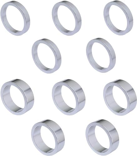 Image of 10x Bicycle Head Stem Spacer Replacement Head Tube Spacer Aluminum Alloy Headset Washer Compatible with MTB/BMX/Mountain Bike (Silver, 28.6mm)