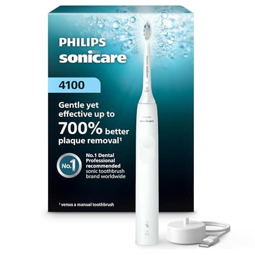 Image of Philips Sonicare 4100 Power Toothbrush, Rechargeable Electric Toothbrush with Pressure Sensor, White HX3681/23