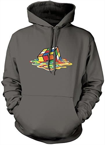 Image of Melting 80's Puzzle Cube Art Unisex Hoodie - Grey Small
