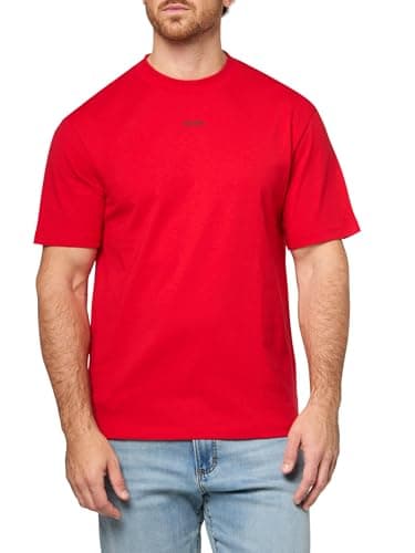 Image of HUGO Men's Small Center Logo Jersey Short Sleeve T-Shirt, Racing Red, XL