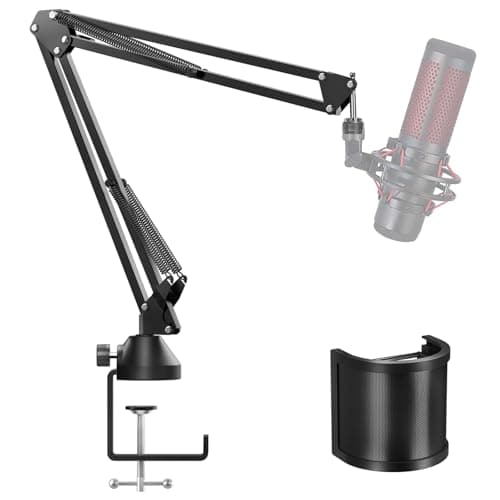 Image of TONOR Microphone Boom Arm, Adjustable Microfono Stand Mic Arm with Extra-large Pop Filter, 3/8’’ and 5/8’’ Screwadapter, Equipment for Podcast, Recording, Streaming, 35cm+35cm, T10